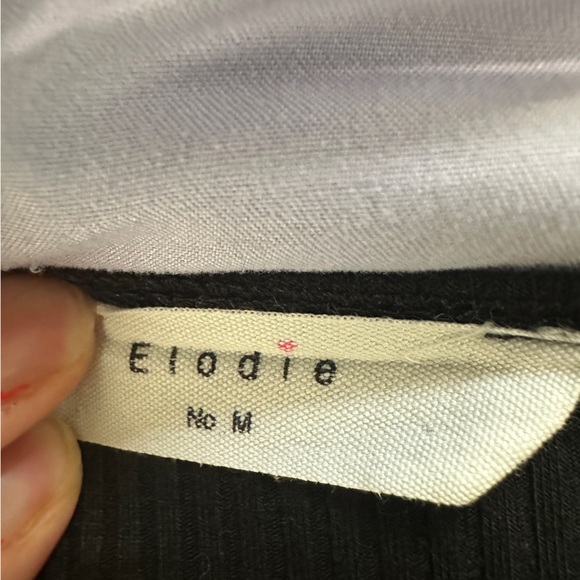 Elodie black ruffle strap ribbed bodysuit casual summer vacation business M - Picture 11 of 11